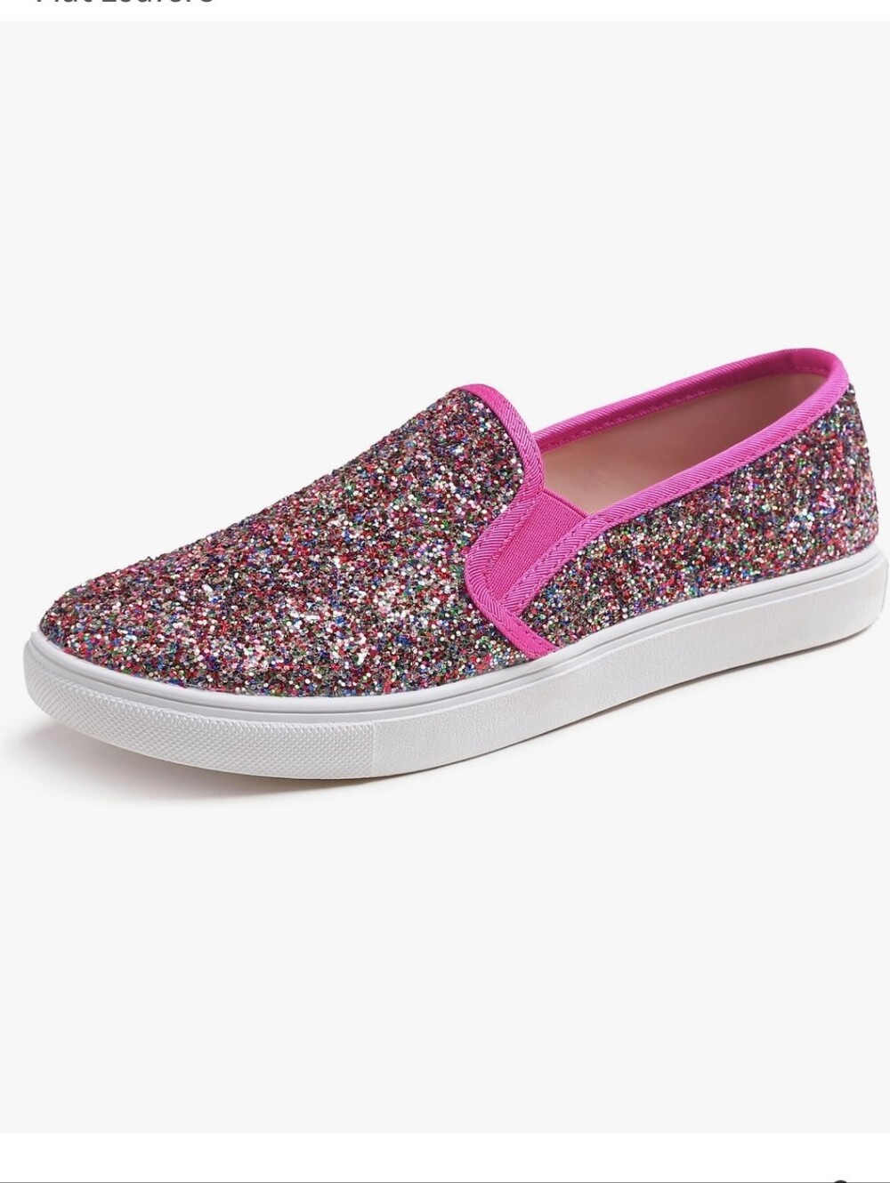Feversole fuschia glitter slip ons